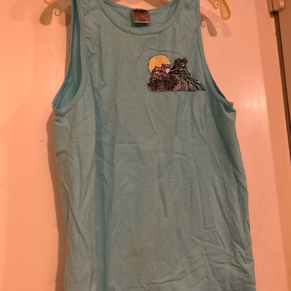 Oneida Light Blue Tank Top with Cat Design